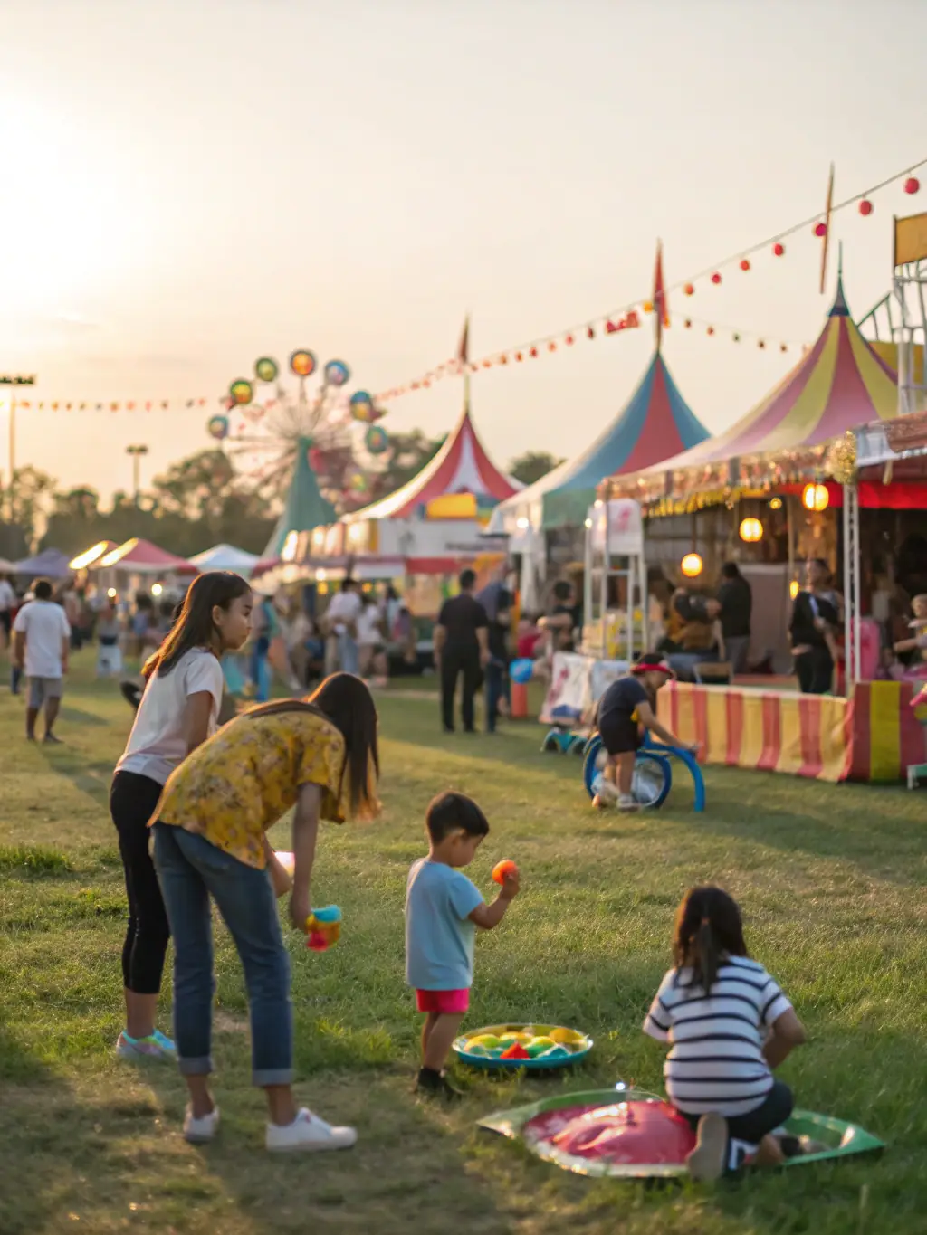 A wide shot of the community gathering in the open space during a local festival, showcasing the vibrant atmosphere and community engagement.